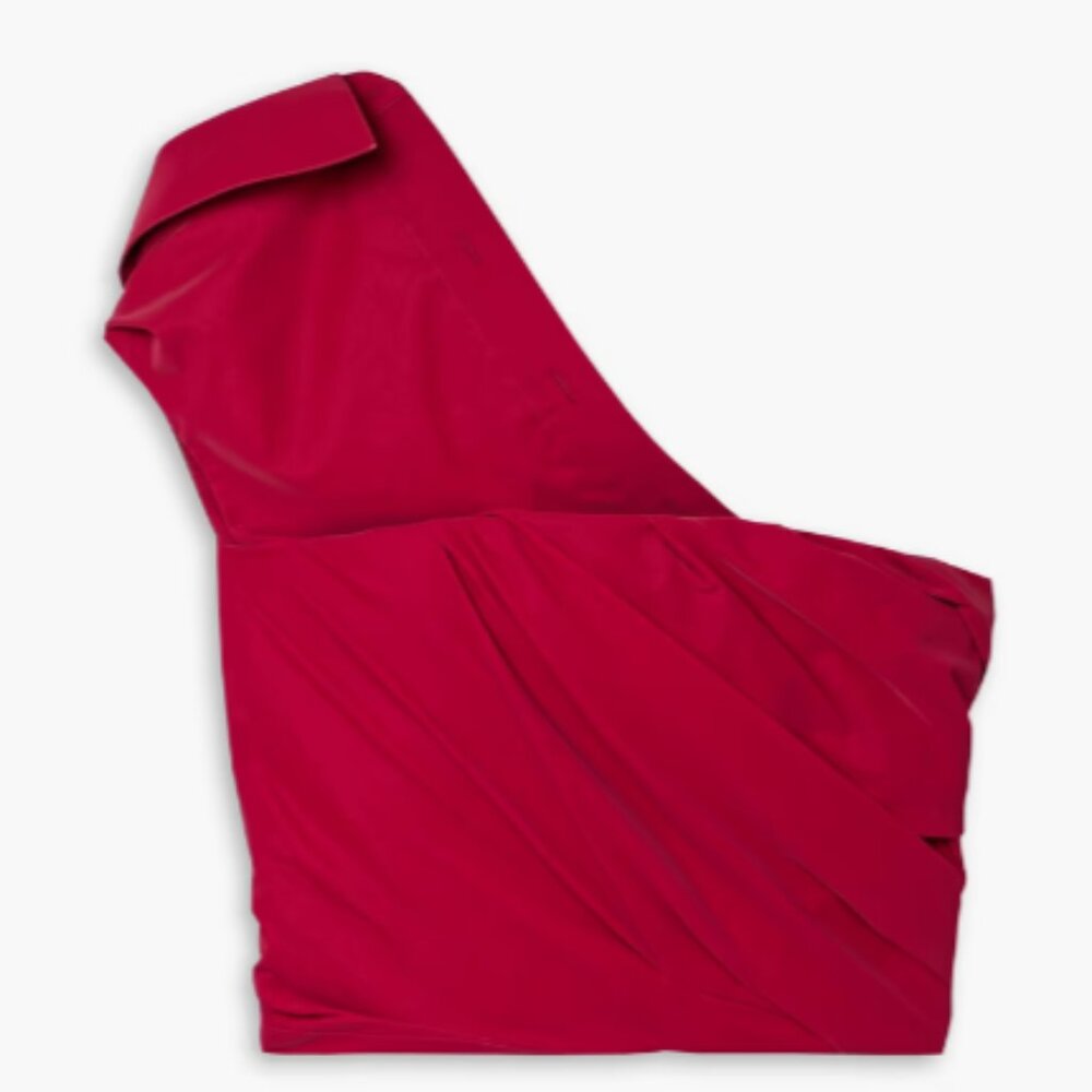 Alexander Wang One-Shoulder Cropped Draped Coated Poplin Top Size 0 NEW - Picture 3 of 5